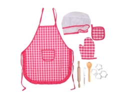 Mali conjunto de Cozinha para Crianças Brinquedos de Cozinha e Assado 11pcs Xadrez Vermelho