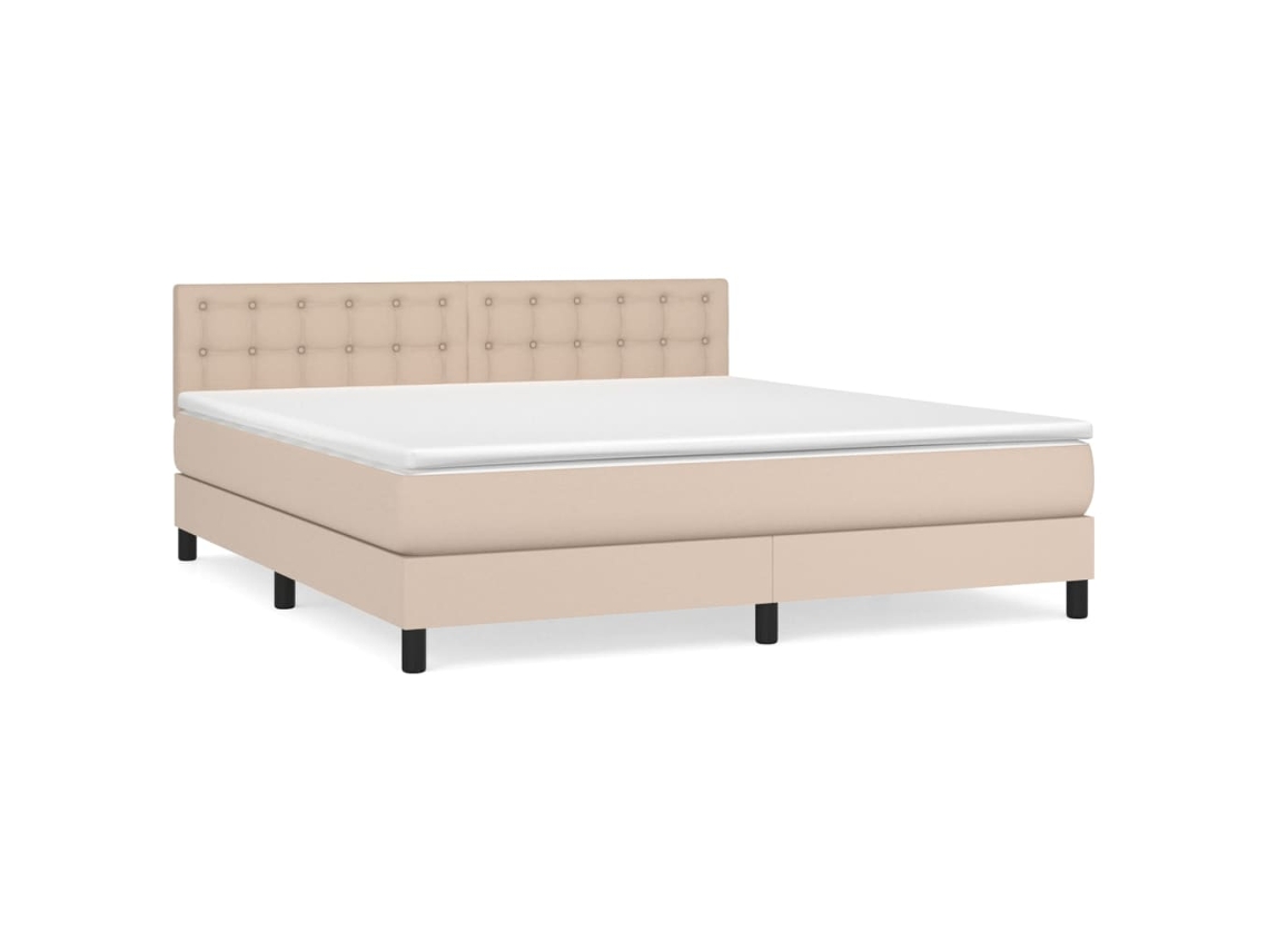 Cama com Molas Couro Artificial Cappuccino MAISON EXCLUSIVE 180x200 cm
