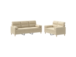 Sofa Set, Sofa Sets Vidaxl Creme Tecido (n/a)