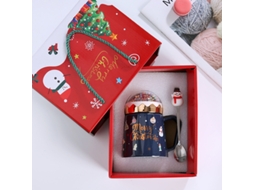 Caneca de Natal com Tampa e Colher, Design de Papai Noel, Caneca de Cerâmica Criativa em Estilo Europeu MDUG (azul)