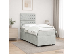 Vidaxl Cama Box Spring Com Colchão Cinzento-claro 80 X 200 Cm Veludo