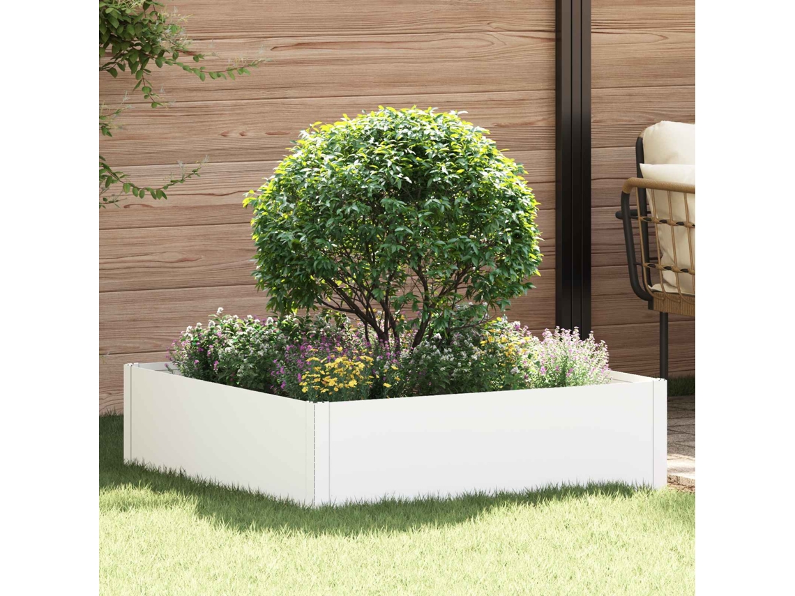 Vidaxl Acabamento Para Gramado 100 X 100 X 35 Cm Aço Branco