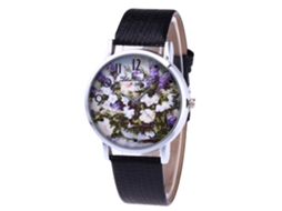 Relógio de Pulso Feminino Analógico de Quartzo com Pulseira de Pu Estilo Moderno e Simples (preto)