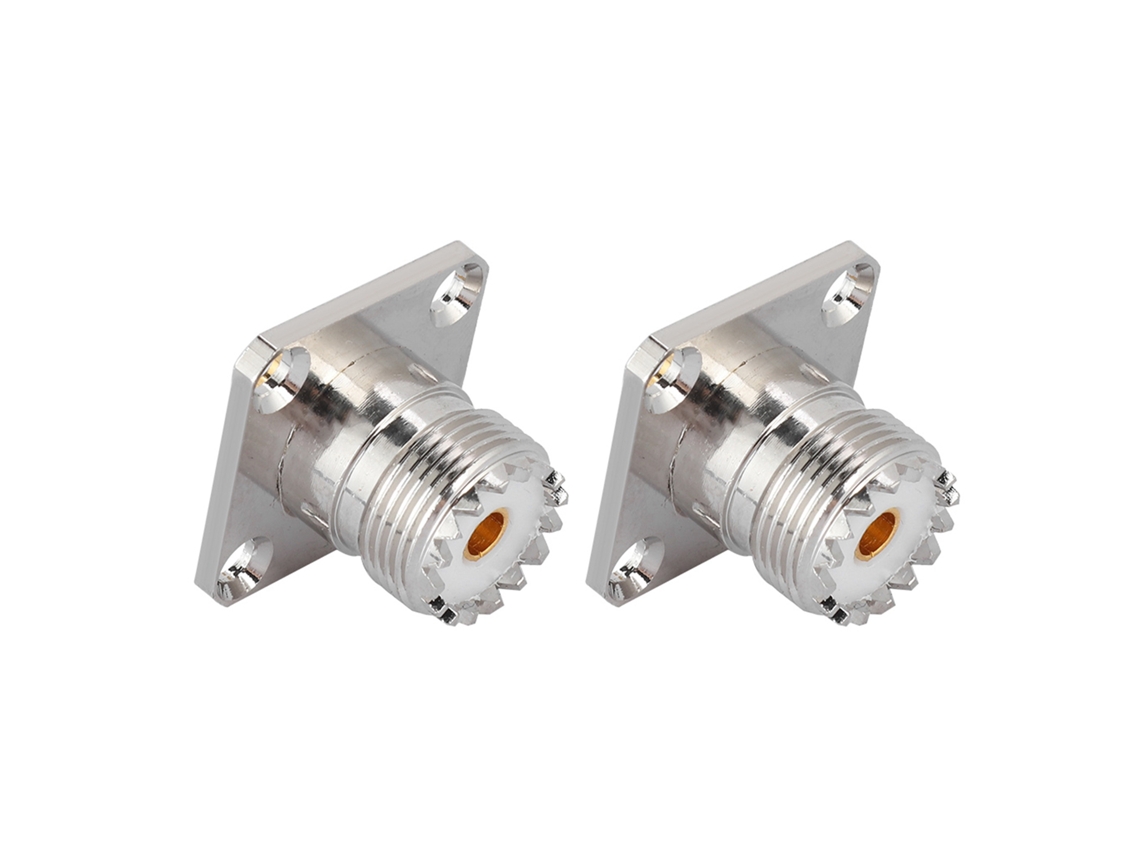 2pcs Conector Adaptador Uhf Fêmea So239 Painel Chassis 4 Furos Rf Coaxial
