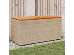Caixa Arrumação Jardim 110x50x54 Cm Vime Pe/acácia Maciça Bege SYFAX