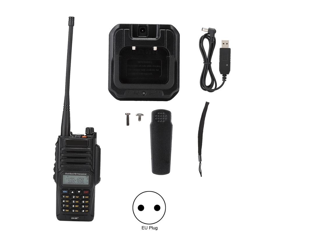 Aetheria walkie talkie Baofeng Uv xr Plus com Bateria de Lítio 7.4v/1800mah e Cabo Usb