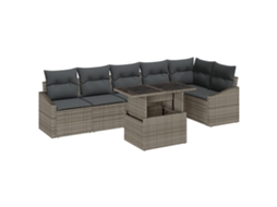 Conjunto 7 Conjunto De Móveis De Jardim Vidaxl Cinzento Vime Pe (100 X 55 X 73 Cm)