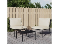 Vidaxl Cadeiras De Jardim C/ Almofadões Cor Areia 2 Pcs 60x74x79cm Aço