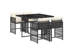 Conjunto de 5 Jantar para Jardim com Almofadões Vime Pe Preto MAISON EXCLUSIVE