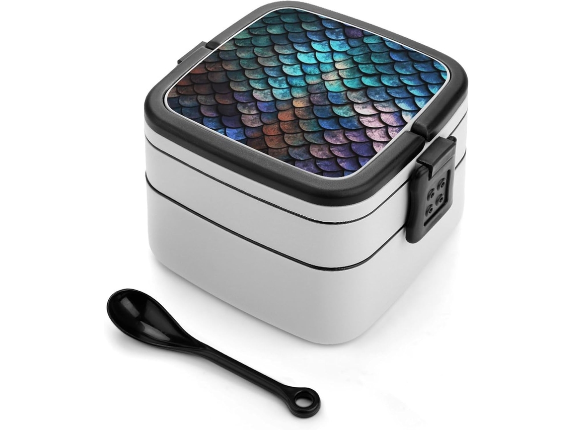 Marmita Bento De Dupla Camada Com Estampa Mágica 3d Escamas Dragão, Design Minimalista Moderno, Empilhável, À Prova De