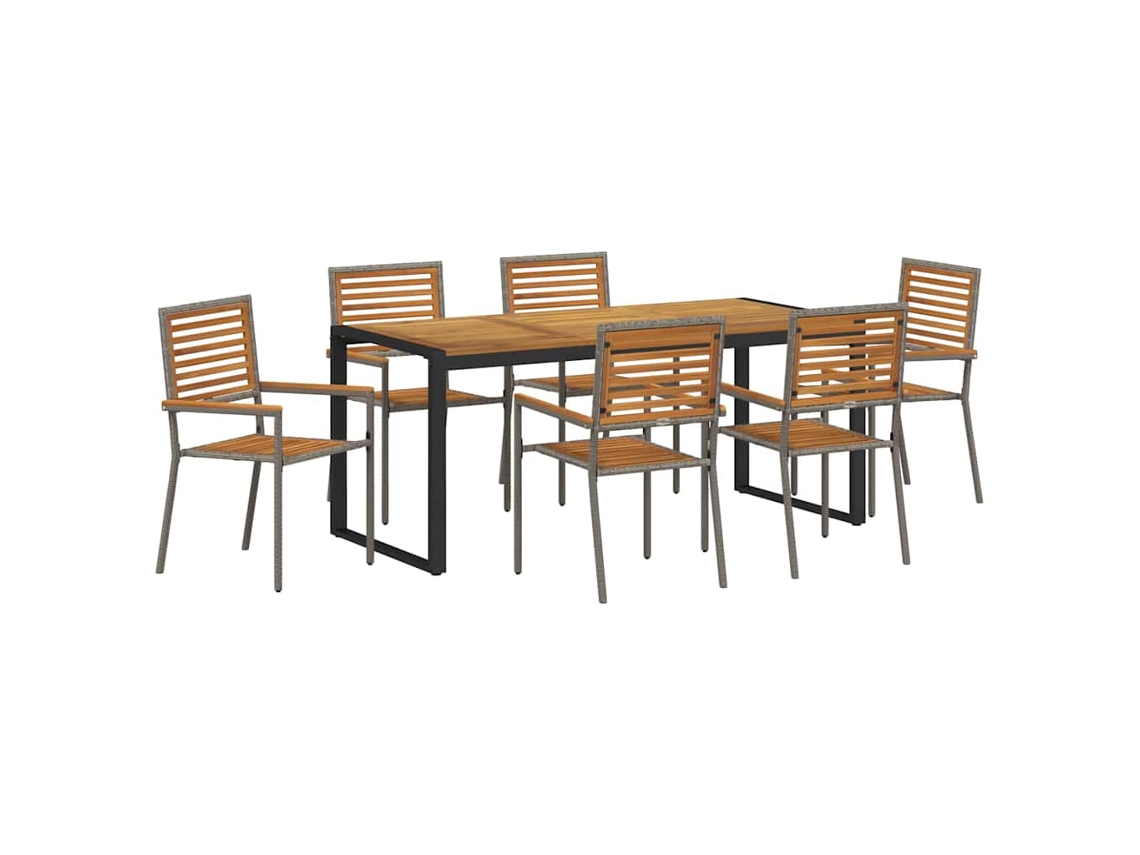 Maison Exclusive - Conjunto De Jantar Para Jardim 7 Pcs Cinza E Marrom Vime Pe