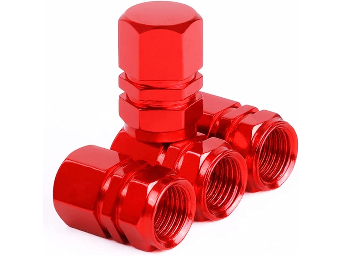 4 Tampas De Válvula De Pneu, Acessório Universal Para Carro Moto Bicicleta, Anti-poeira, Alumínio, Vermelho