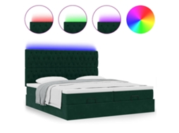 Estrutura de Cama Otomana com Colchão Verde Escuro Veludo MAISON EXCLUSIVE