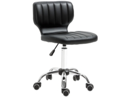 Banquinho Sobre Rodas Ergonômico Giro 360°, Assento Ajustável 47-62cm, Estofado Sintético Acolchoado Metal Cromado Preto