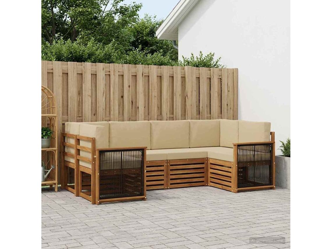 Vidaxl Conjunto De Sofás Para Exterior 5 Unid. Natural