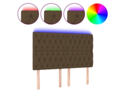 Cabeceira de Cama com Luzes Led Tecido Castanho MAISON EXCLUSIVE (160x7x118 cm)