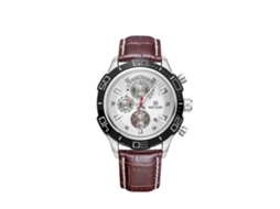 Reloj Hombre Megir Fashion Multifunción Metal Impermeable Correa Ajustable Cuero Marrón
