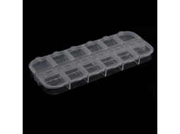Caja De Armazenamento Vazia Com 12 Compartimentos Para Pedras Rhinestones, Pérolas E Decorações De Unhas Em Abs Transparente