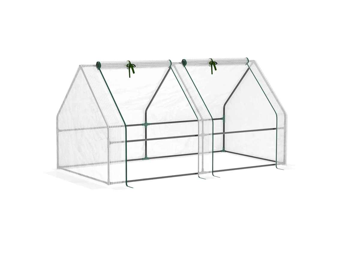 Estufa de Exterior OUTSUNNY Aço e PE (Branco - 180x90x90 cm )