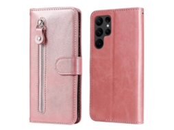 Capa De Celular Em Couro Com Textura De Bezerro E Zíper Para Samsung Galaxy S23 Ultra 5g