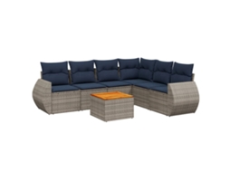Conjunto de Sofá de Jardim, 7 Peças, Almofadas, Rattan Cinza MAISON EXCLUSIVE