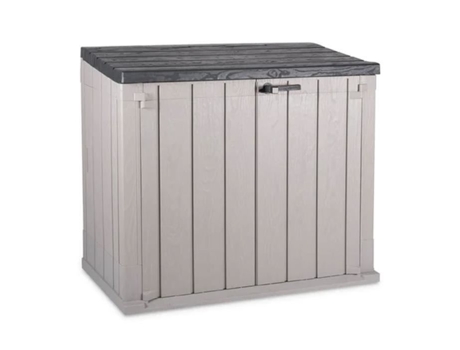 Caixa de Armazenamento TOOMAX 1270L Taupe Cinza Polipropileno Reciclado 145x82xH124 cm 2 Portas Tampa Superior