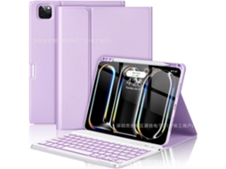 Capa Com Teclado Para Tablet Lurelia, Compatível Com I Pad Pro 13" Com Retroiluminado (2024, Branco, Teclado Bluetooth, Rato 2.4g