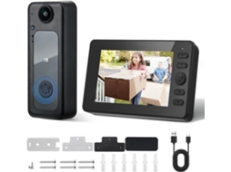 Campainha com Camara Sem Fios HALINUIA 1080p Hd Ecrã Ips 4.3" Visao Noturna Audio Bidirecional Resistente a Agua Angulo 170° para Casa