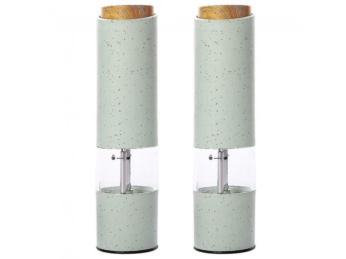 Moedores Elétricos De Sal E Pimenta Verdes Com Bateria, Pacote Com 2 Aquaforge