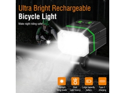 Farol Bicicleta Super Brilhante 1500 Lúmens Ip67 Vários Modos Tipo C Lanterna Frontal Liga Alumínio