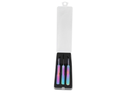Conjunto de 3 pinças profissionais em aço inoxidável para extensões de cabelo e nail art.