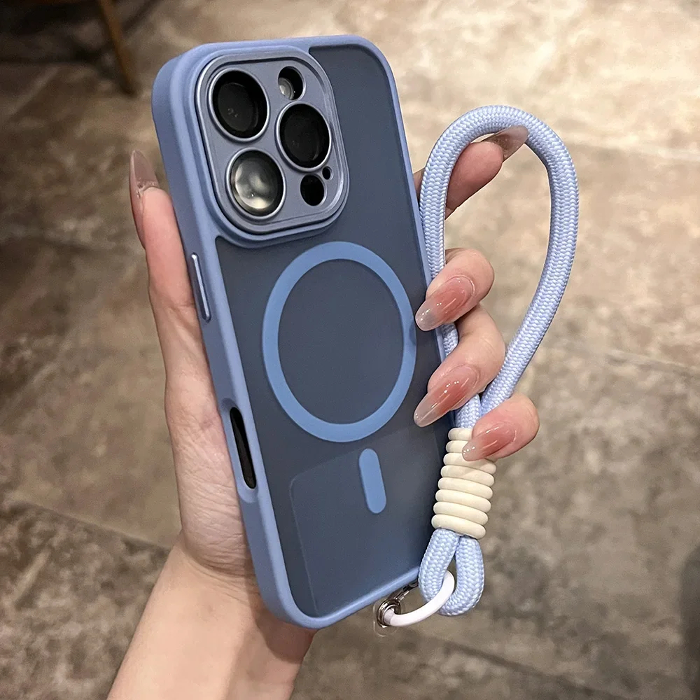 (azul 17air) Capa Magnética Transparente Fosca Para Celular Com Cordão
