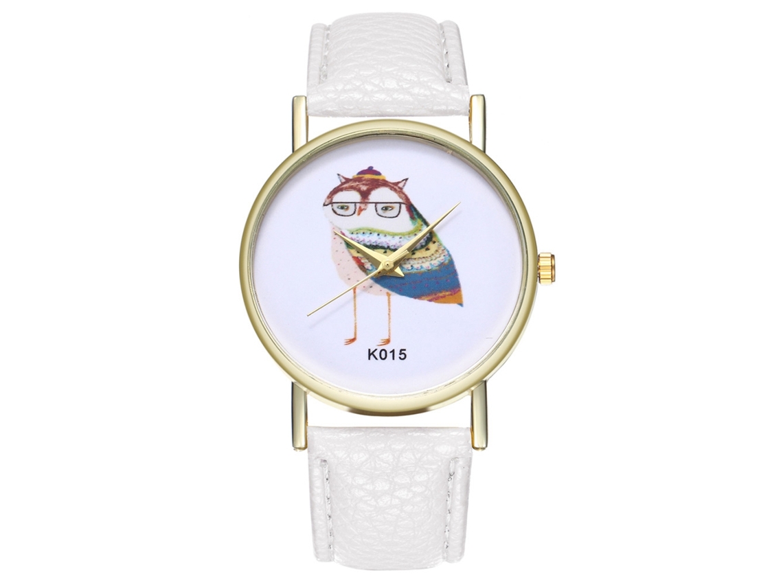 Relógio Casual Feminino e Masculino de Quartzo com Pulseira de Couro Pu Branco