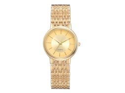 Relógio de Pulso Feminino de Moda com Pulseira de Aço e Movimento Quartzo Ouro