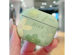 Capa Protetora Fosca Para Fones De Ouvido Airpods 4 Com Estampa Floral Em Pintura A Óleo.