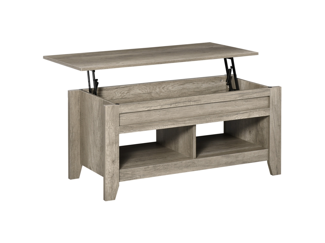 Mesa de Centro Ajustável com Prateleiras e Compartimentos Ocultos, Dimensões 105x50x49/62,5 cm SINI TECH STORE