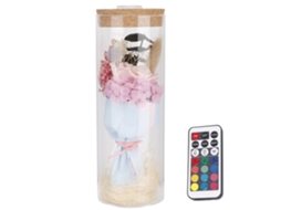 Luz Led Flor Rosa com Base de Vidro Presente Dia Dos Namorados