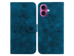 Capa De Couro Para Iphone 17 Com Relevo De Lírio