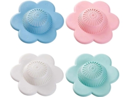 Tampa de desagüe de ducha com ventosas, protetor de pelos para banheira e cozinha, 4 peças, design floral, tamanho padrão | S/MARCA