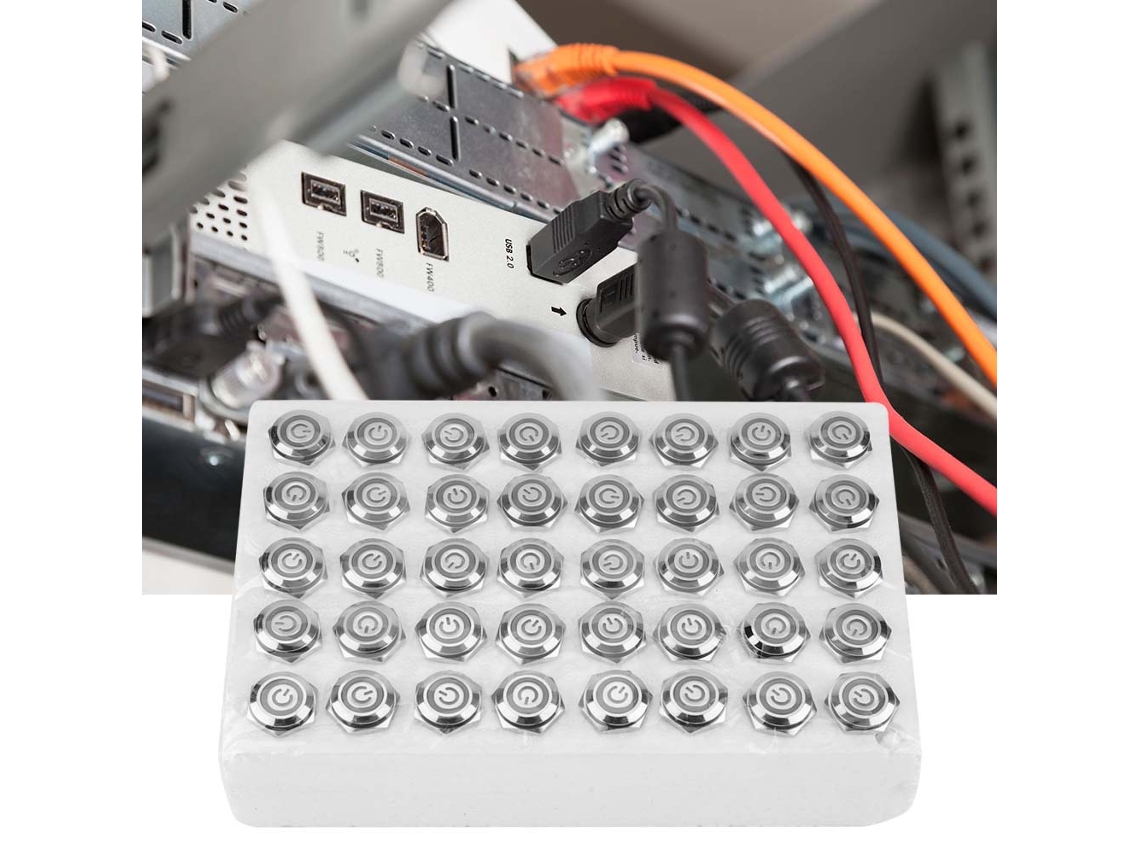 Interruptor de Botão de Metal 24v Led Azul