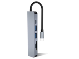 Usb C Hub 6 Em 1, Adaptador Usb C, Multiport Docking Station Para Macbook Pro Air, Usb C Hub Com 4k Hdmi, Usb 3.0, Sd/tf Card Reader Yizhood (cinza)