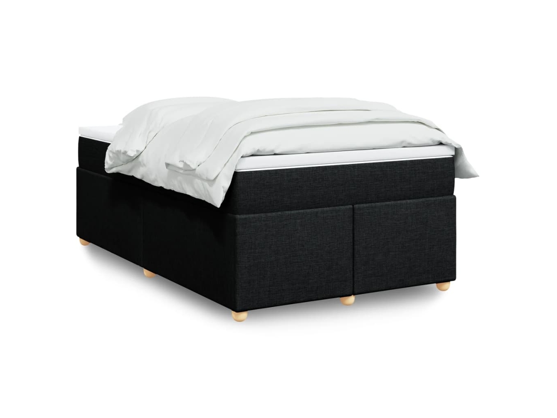 Cama Boxspring Com Colchão 120x190 Cm Tecido Preto