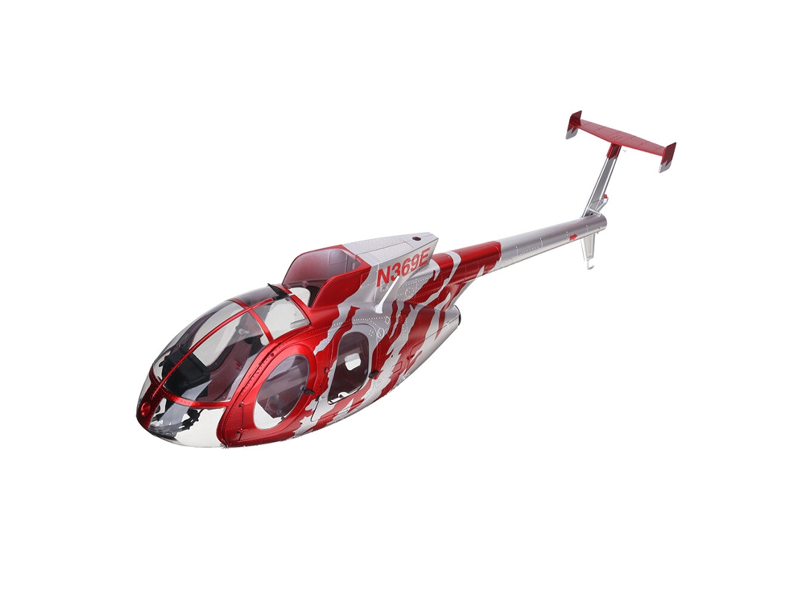 Conjunto de Peças Sobressalentes para Helicóptero Rc Eachine E220s Md500: Tampa do Nariz Vermelha / Conjunto da Asa da Cauda / Canopy MDUG