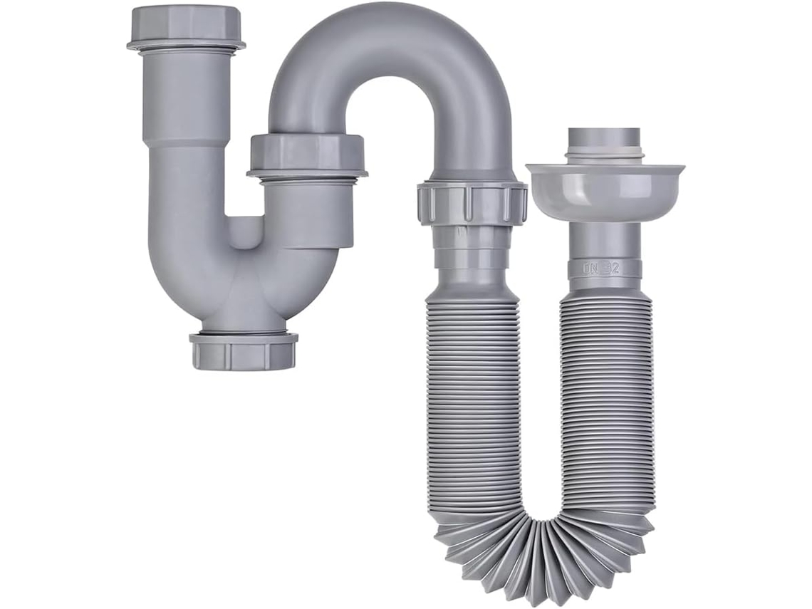 Kit De Tubo Drenagem Pia Cozinha 1 1/4 Polegadas Com Tampa Limpeza,