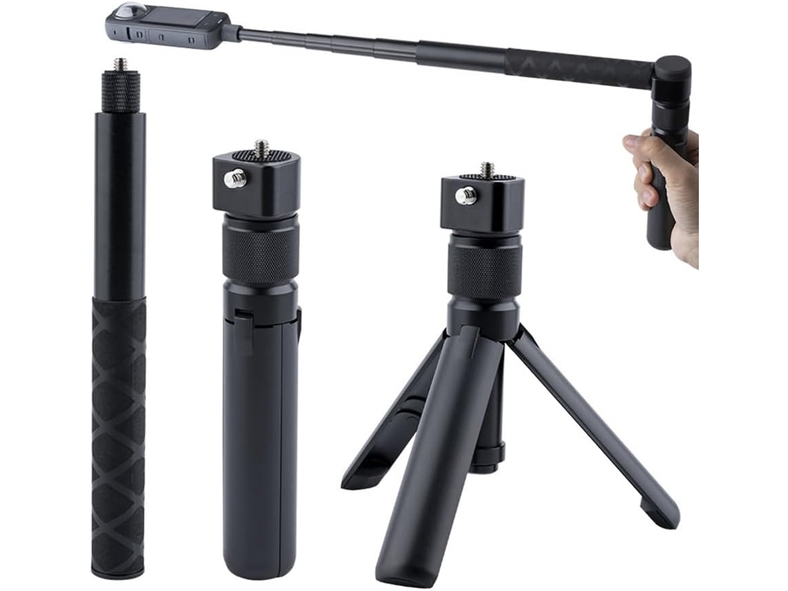 Kit Bullet Time Com Tripé Giratório E Bastão De Selfie Invisível Para Insta 360 X4/x3, Dji Pocket 3 E Câmera De Ação Universal Gopro (4)