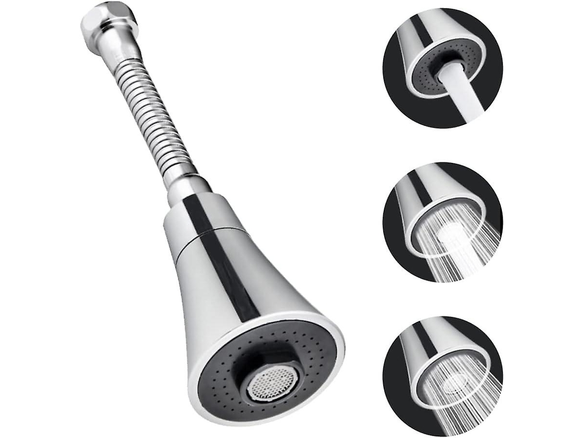 GRIFO DE COZINHA de aço inox + ABS, rotatório 360°, 15cm, 3 modos, anti respingo | S/MARCA