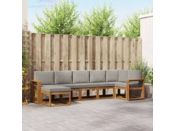 Vidaxl Conjunto De Sofás Para Exterior 7 Pcs Cinza Natural E Claro