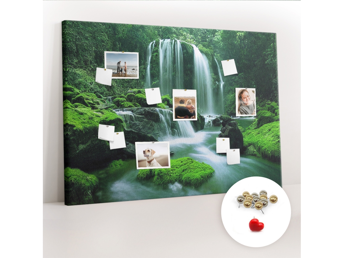Quadro De Cortiça Cascata Entre Musgo Para A Sala De Estar Espelharte (140x100 Cm)