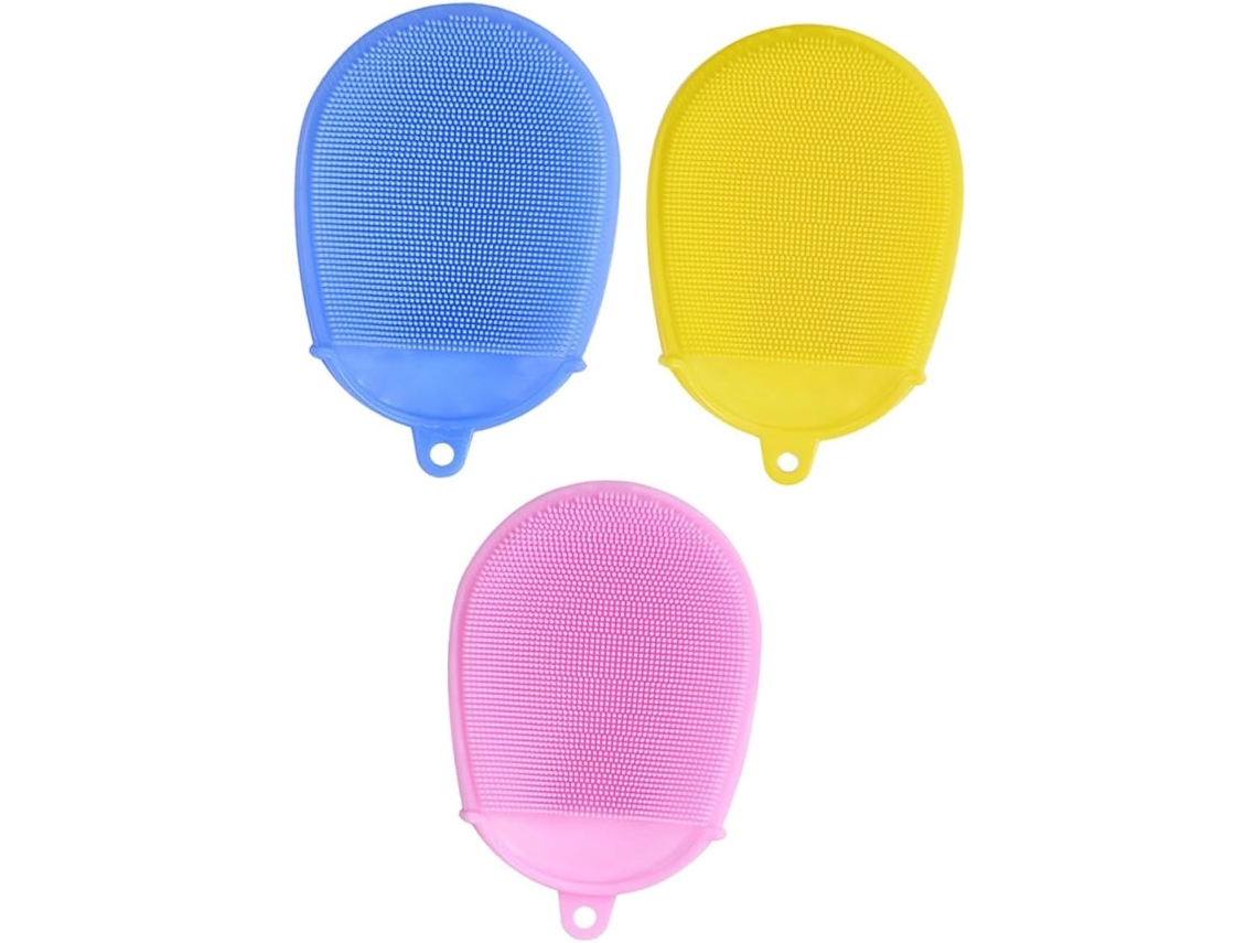 Lurelia Pack De 3 Escovas De Banho Para Bebé, Silicone Macio, Massagem Suave E Portátil, Uso Diário Confortável