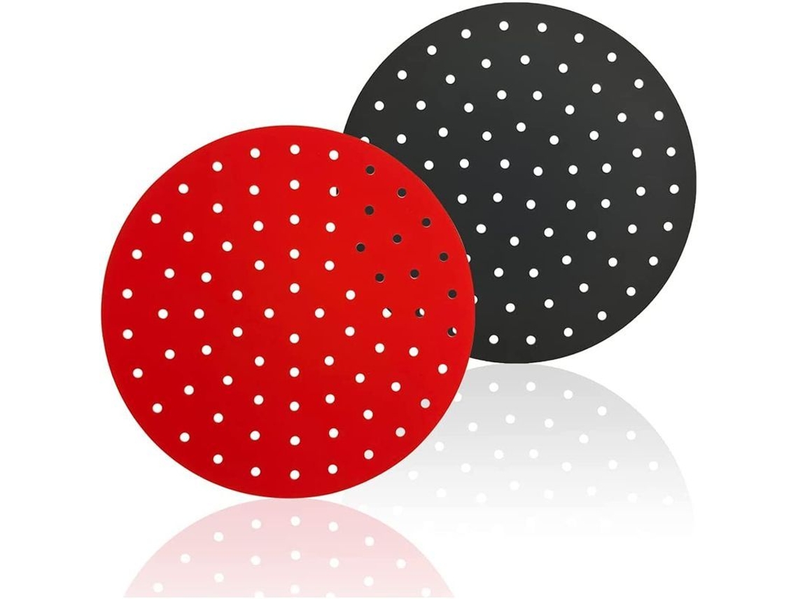 Forros antiaderentes reutilizáveis para air fryer, 2 peças, tapetes de silicone redondos S/MARCA
